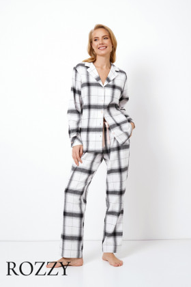 Пижама фланелевая Aruelle Catalina серый/белый