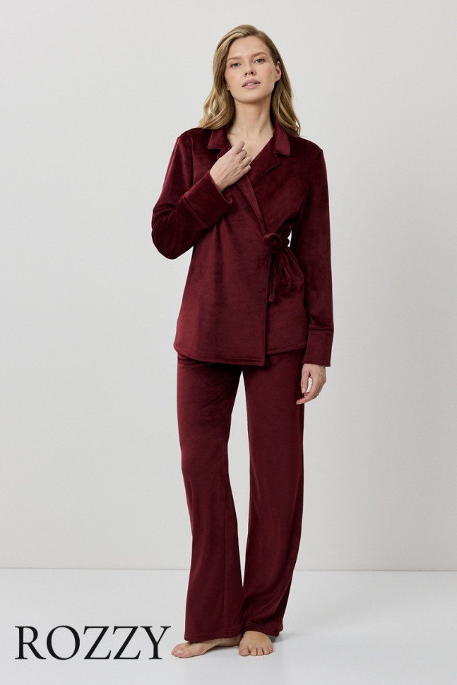 Костюм домашний велюровый Aruelle Claret Set бургундское вино