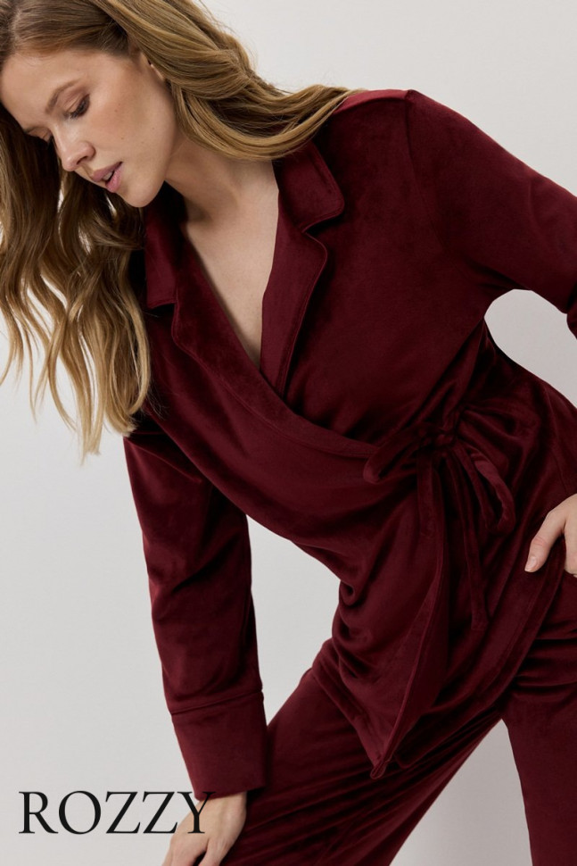 Костюм домашний велюровый Aruelle Claret Set бургундское вино