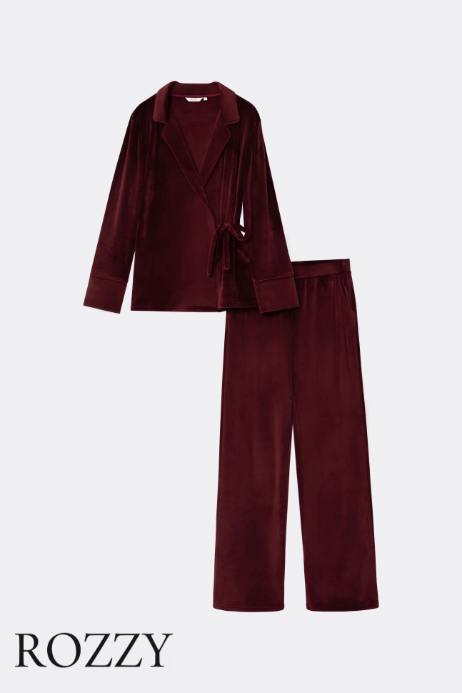 Костюм домашний велюровый Aruelle Claret Set бургундское вино