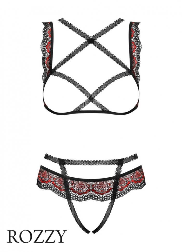 Комплект стрэп Obsessive Megies Set Crotchless черный 