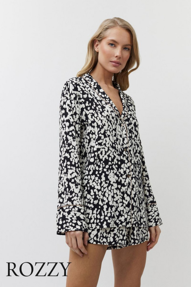 Пижама вискозная Aruelle Solene черный/молочный