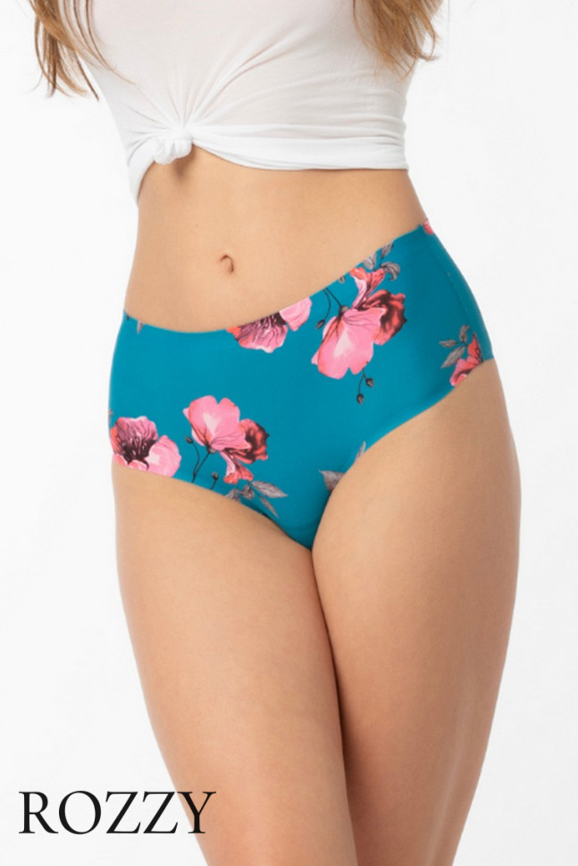 Трусы бразильяна Julimex Wild Rose Brasil Maxi бирюзовый/розовый