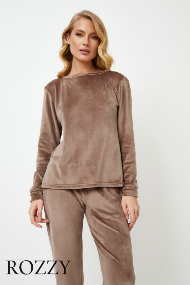 Костюм домашний велюровый Aruelle Chiarra кофейный