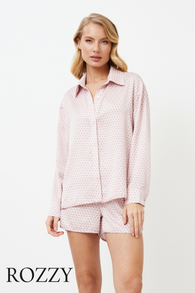 Пижама атласная с шортами Aruelle Aurelia светло-розовый