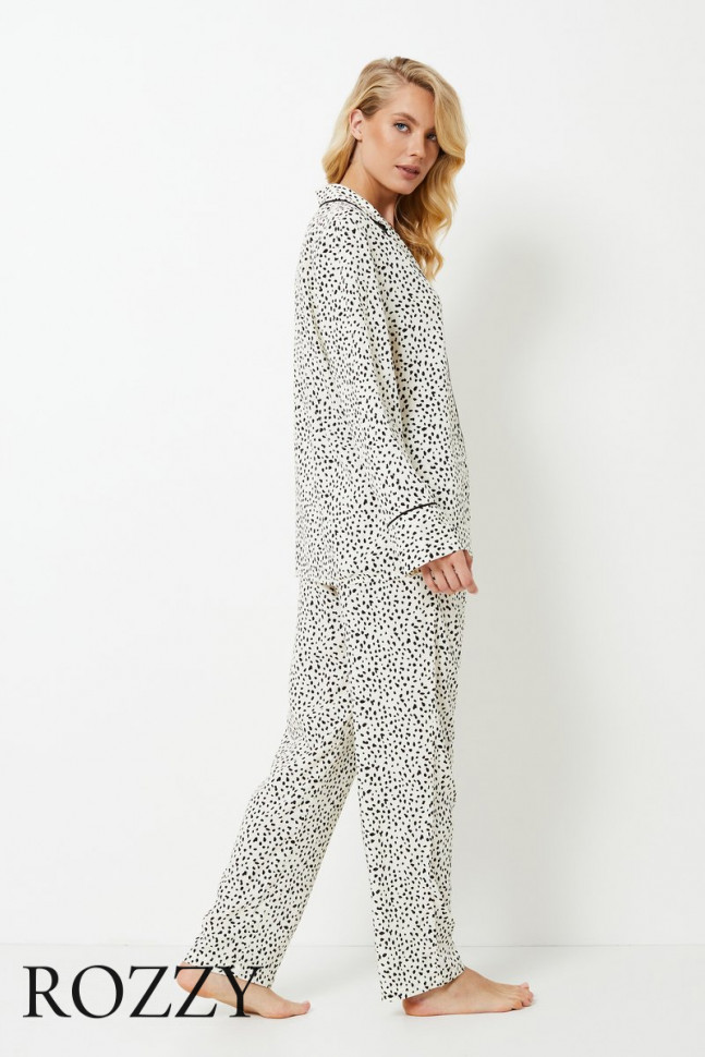 Пижама вискозная Aruelle Bethany молочный/черный