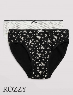 Трусы слипы хлопковые Ysabel Mora 19439 черный/белый (уп.2шт.)