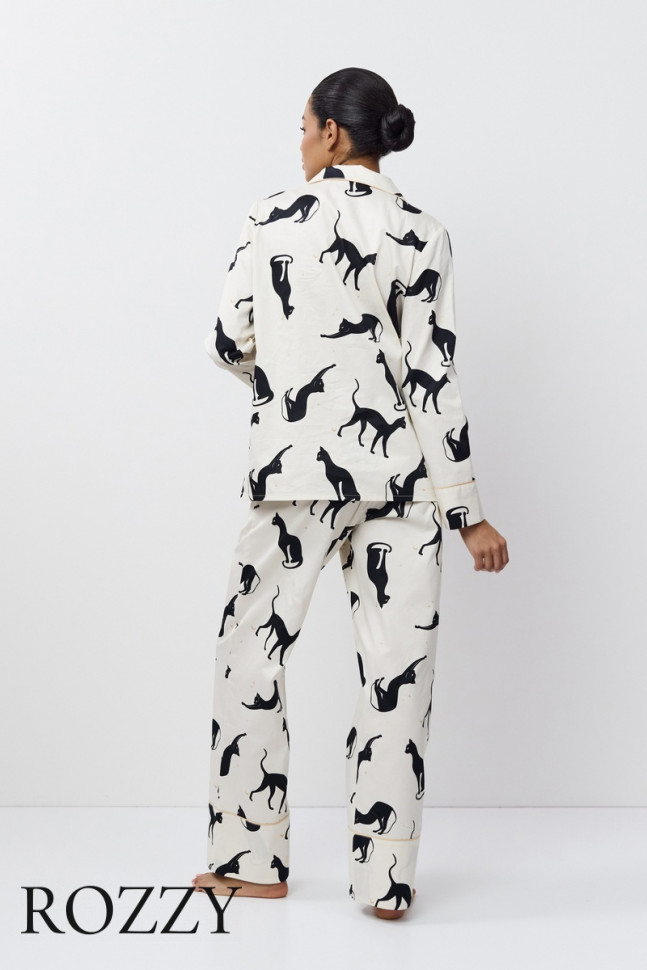 Пижама хлопковая Aruelle Nyra кремовый/черный