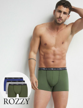 Трусы шорты мужские DIM 6596/3 хаки/синий/кварц (уп.3шт.)