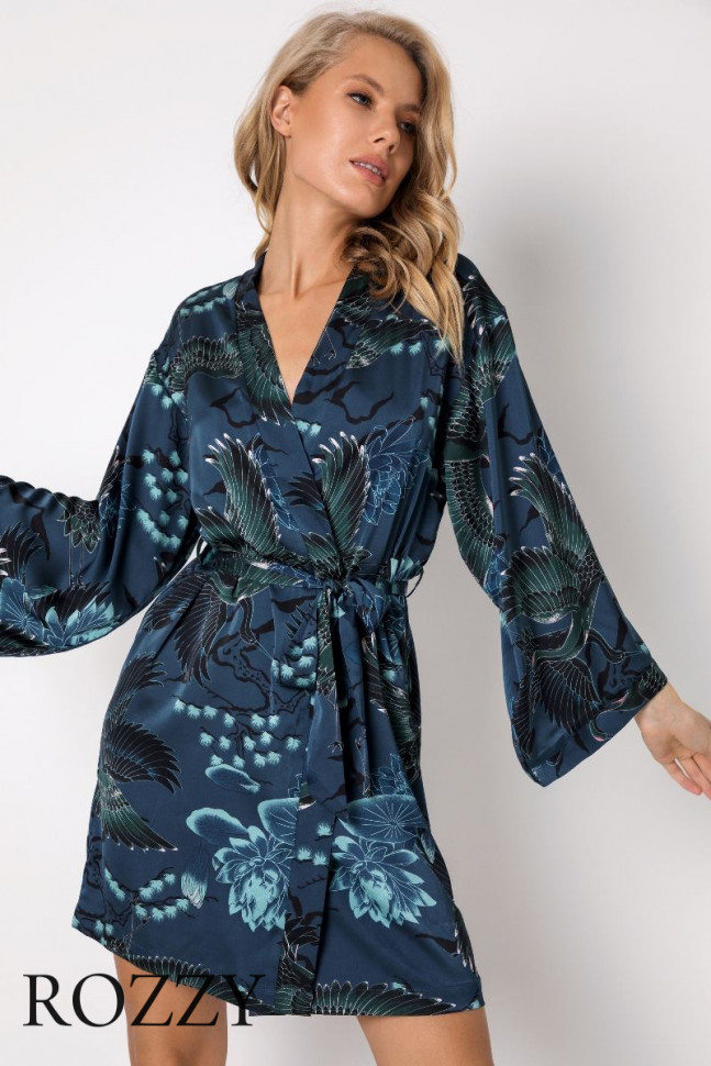 Халат атласный Aruelle Leila морская волна