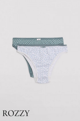 Трусы бразильяна хлопковые Ysabel Mora 19016 серо-голубой/белый (уп.2шт.)