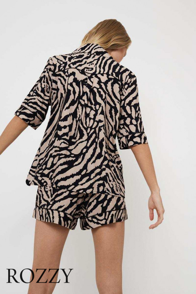 Пижама вискозная Aruelle Sherry капучино/черный