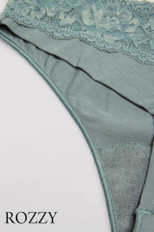 Трусы стринги хлопковые Ysabel Mora 19032 серо-зеленый