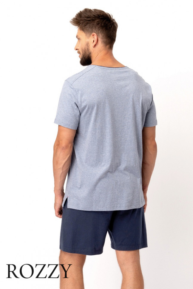 Пижама мужская Key MNS 628 темно-синий/серо-голубой