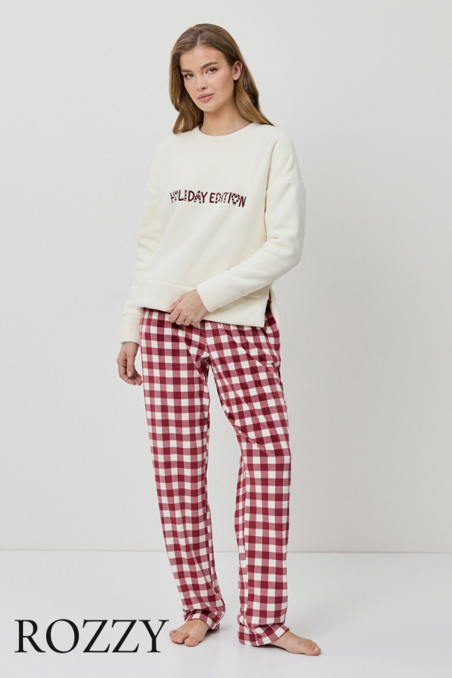 Костюм домашний Aruelle Clarisse Set светло-бежевый/красный
