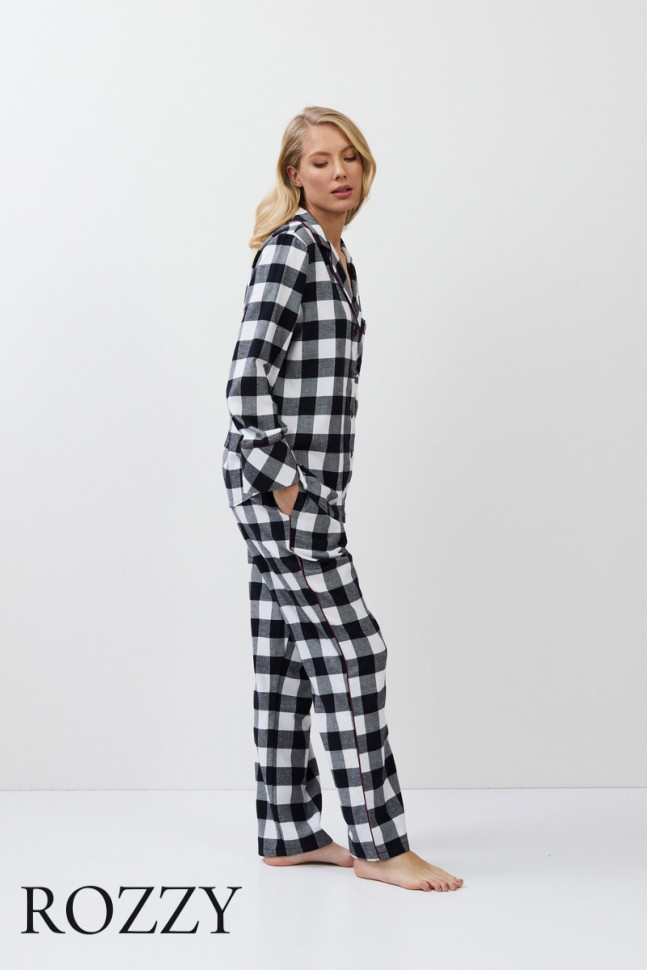 Пижама фланелевая Aruelle Angelica черный/белый