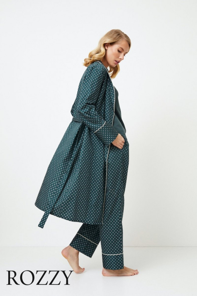 Халат хлопковый Aruelle Griselle зеленый