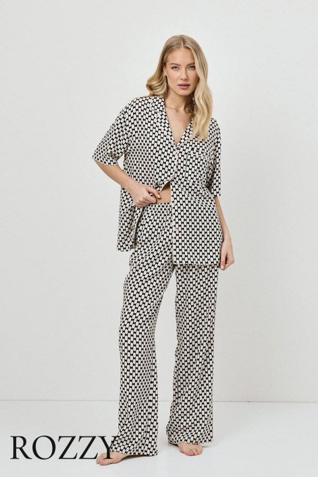 Пижама вискозная Aruelle Vesper черный/песочный