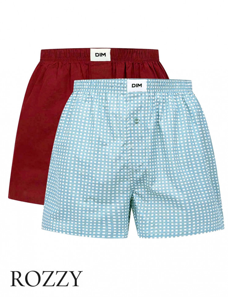 Трусы боксеры мужские DIM 0ARM клетка/красный (уп.2шт.)