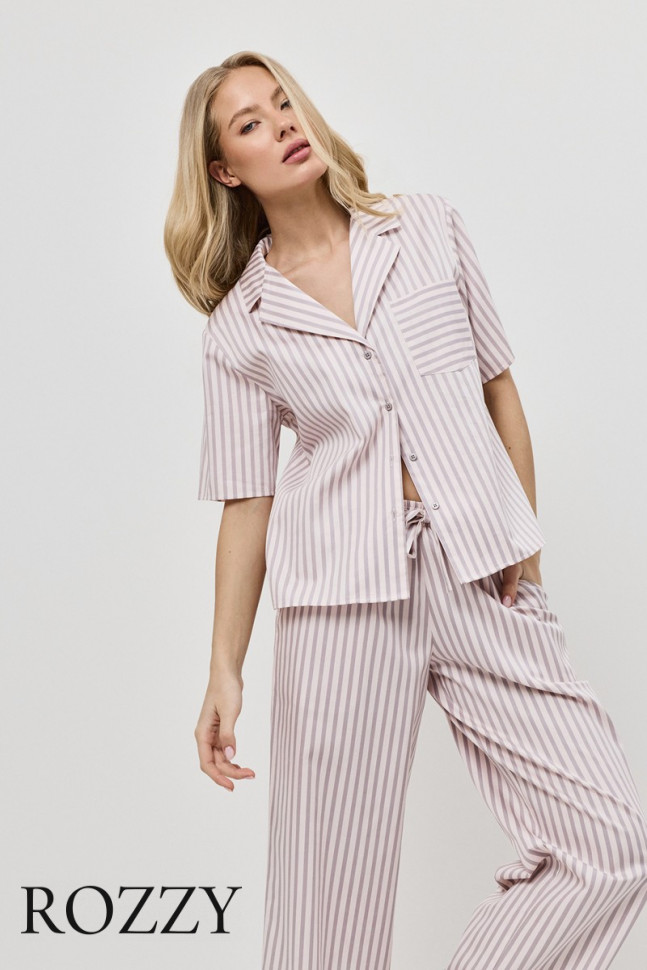 Пижама хлопковая Aruelle Elow светло-розовый/капучино