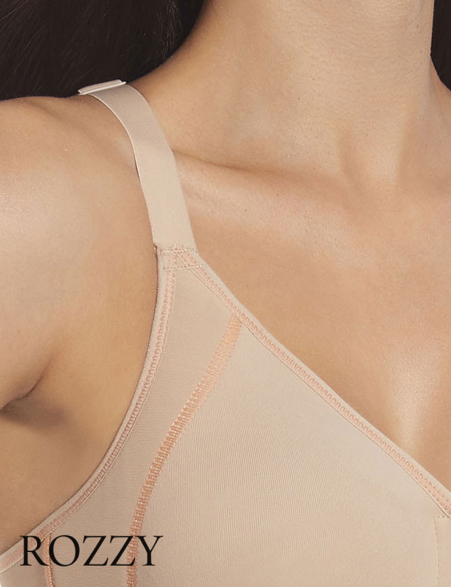 Бюстгальтер спортивный без косточек спереди застежка Selene Nora серо-бежевый
