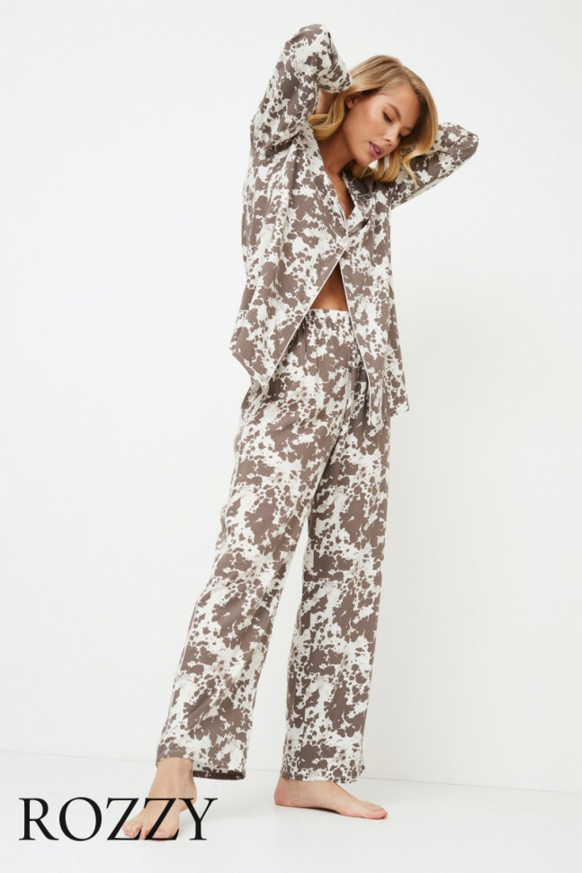 Пижама вискозная Aruelle Cinnamon латте/молочный