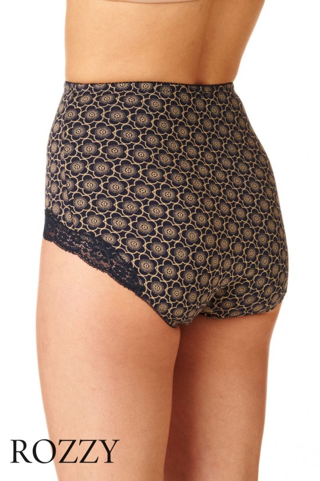 Трусы макси корректирующие хлопковые Key LPM 753 черный/бежевый (уп.2шт.)