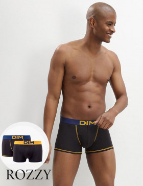Трусы шорты мужские DIM 005D черно-синий/черно-желтый (уп.2шт.)
